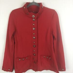 Neon Buddha Mock Collar Button Up Knit Jacket Blazer Size S